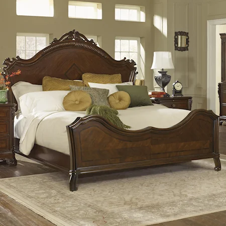 Queen Panel Bed w/ Arched Headboard